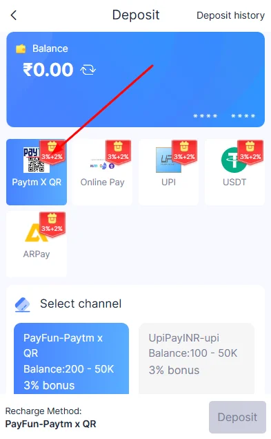 Click on Paytm x QR